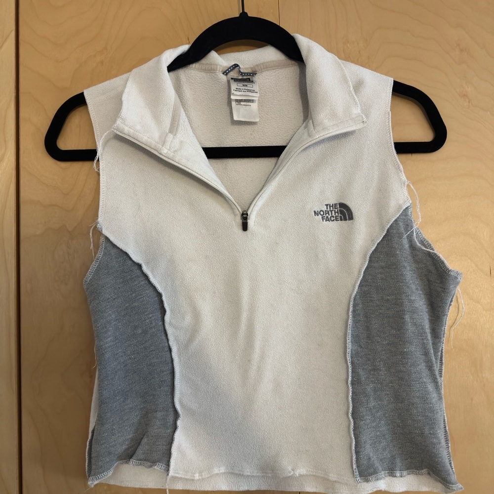 Custom North Face Women's White and Gray Tank Top
